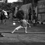 street soccer bw