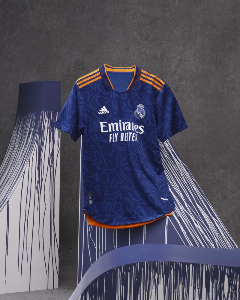 adidas Kids Real Madrid 2021/22 Away Jersey - Blue/Orange